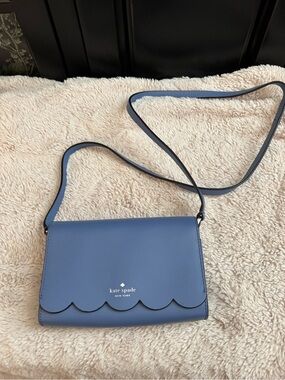 kate spade Blue Scallop-Edge Leather Crossbody